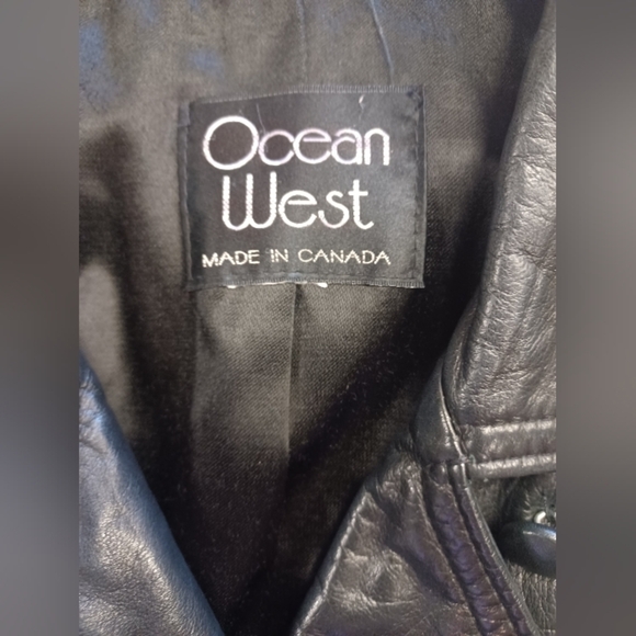 Ocean West Vintage Leather Trench Coat Black Size Medium  EUC - Picture 7 of 8
